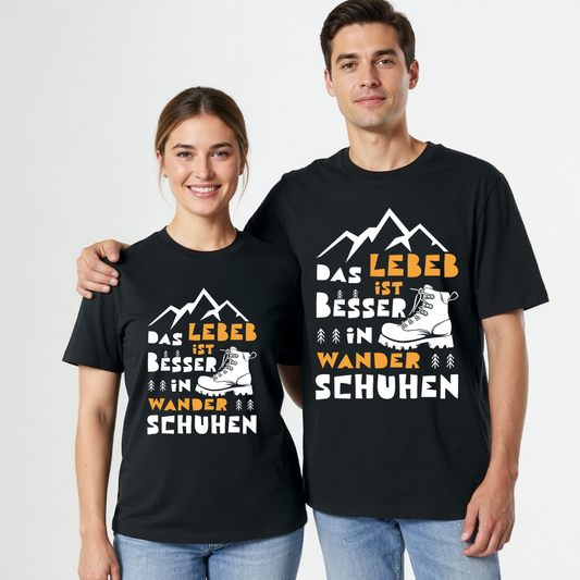 Unisex Bio T-Shirt Leben in Wanderschuhen