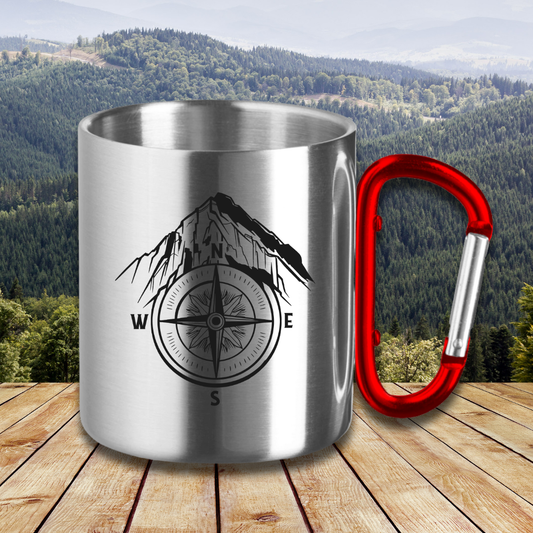 Edelstahltasse Kompass Berge