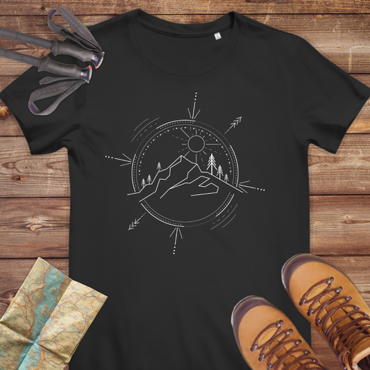 Damen Medium Fit Bio T-Shirt Kompass Line Art