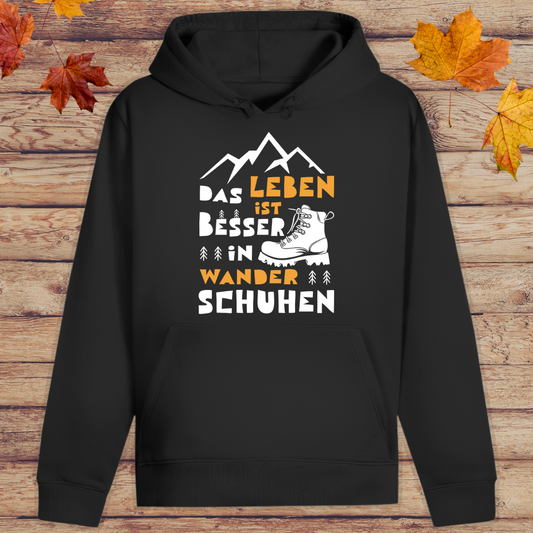 Hoodie Unisex Leben in Wanderschuhen
