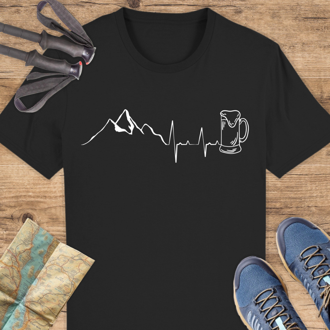Unisex Bio T-Shirt Bier Berg Herzschlag