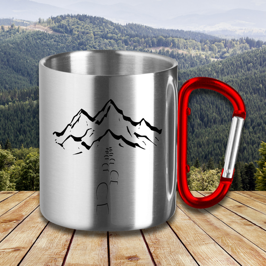 Edelstahltasse Spuren Berge