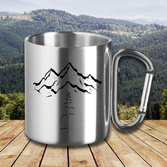Edelstahltasse Spuren Berge
