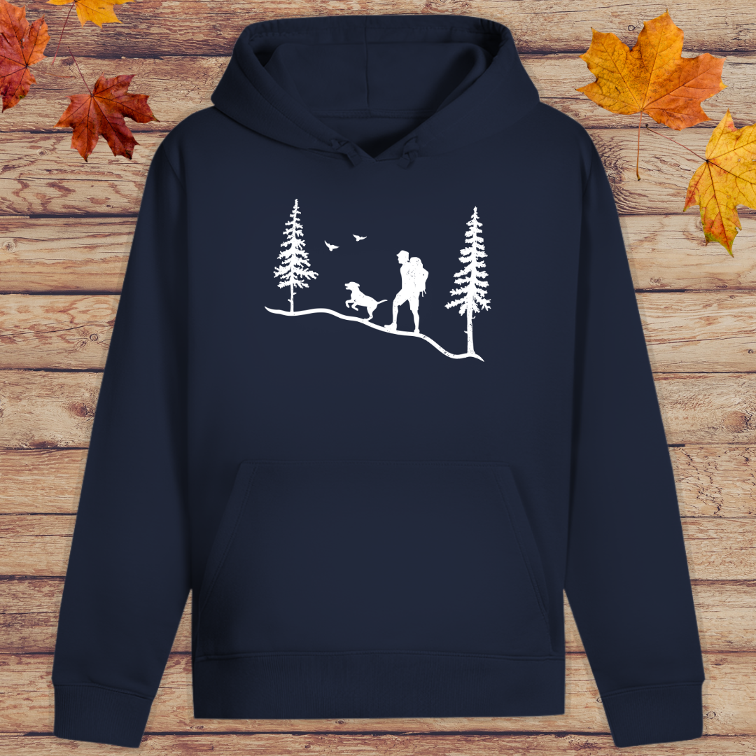 Hoodie Unisex Hund und Wanderer