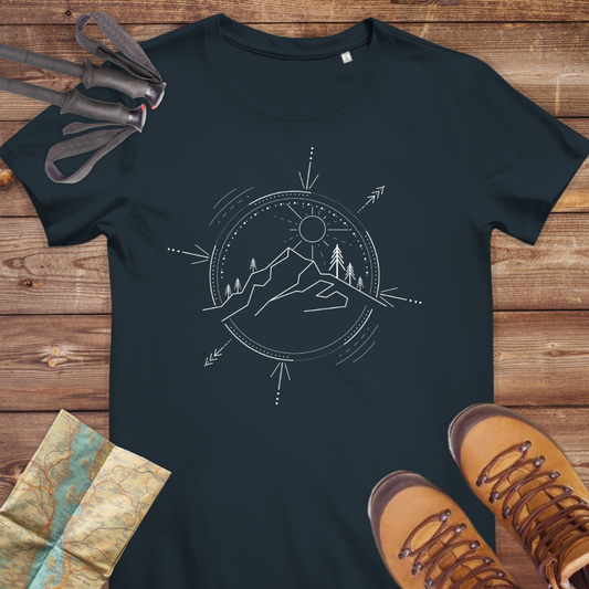 Damen Medium Fit Bio T-Shirt Kompass Line Art