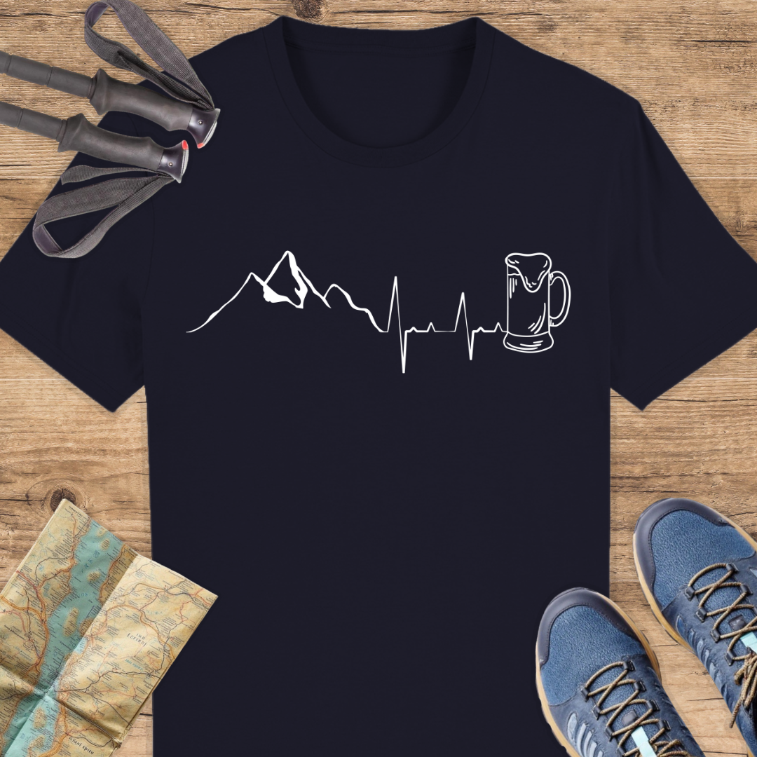 Unisex Bio T-Shirt Bier Berg Herzschlag