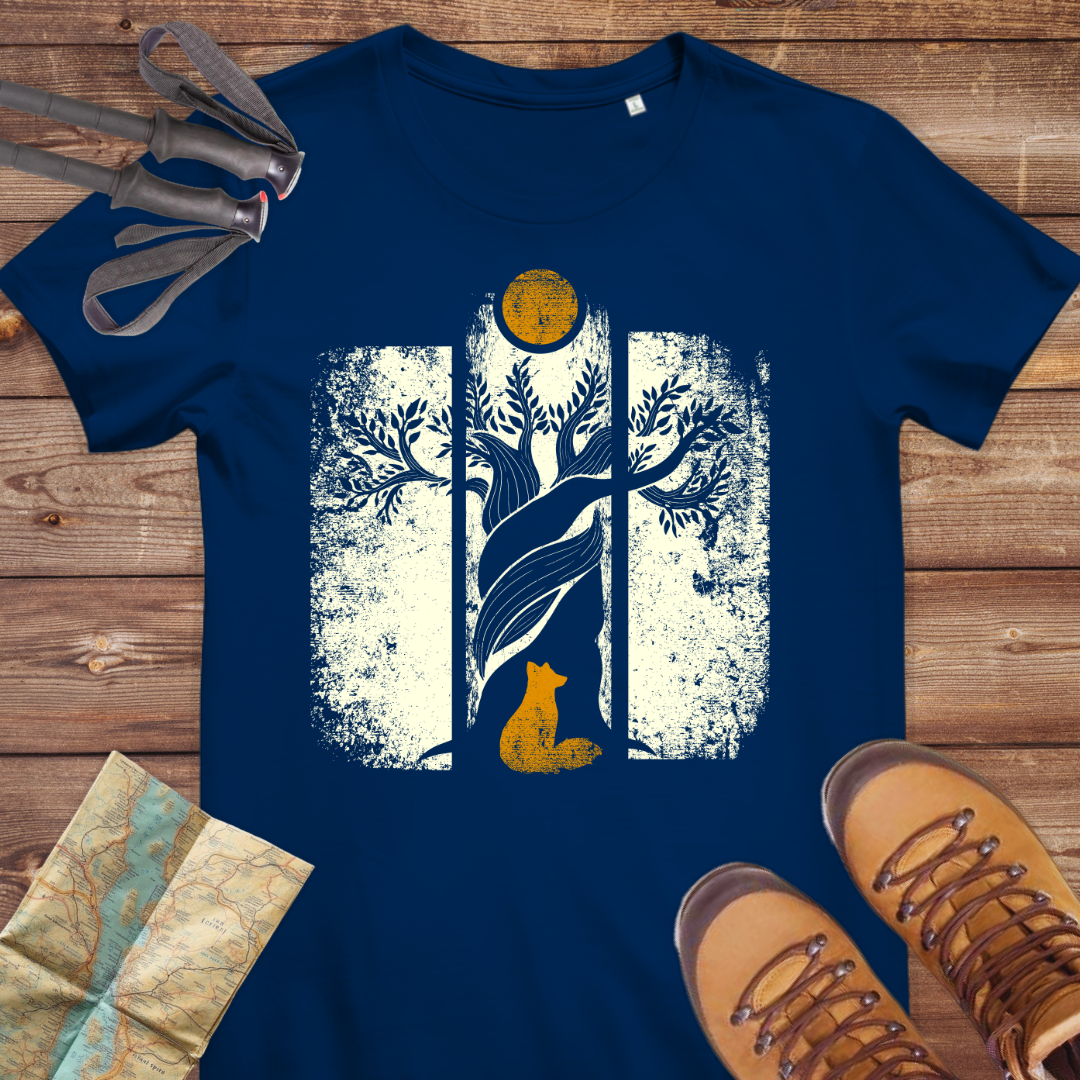 Damen Medium Fit Bio T-Shirt Fuchs Baum