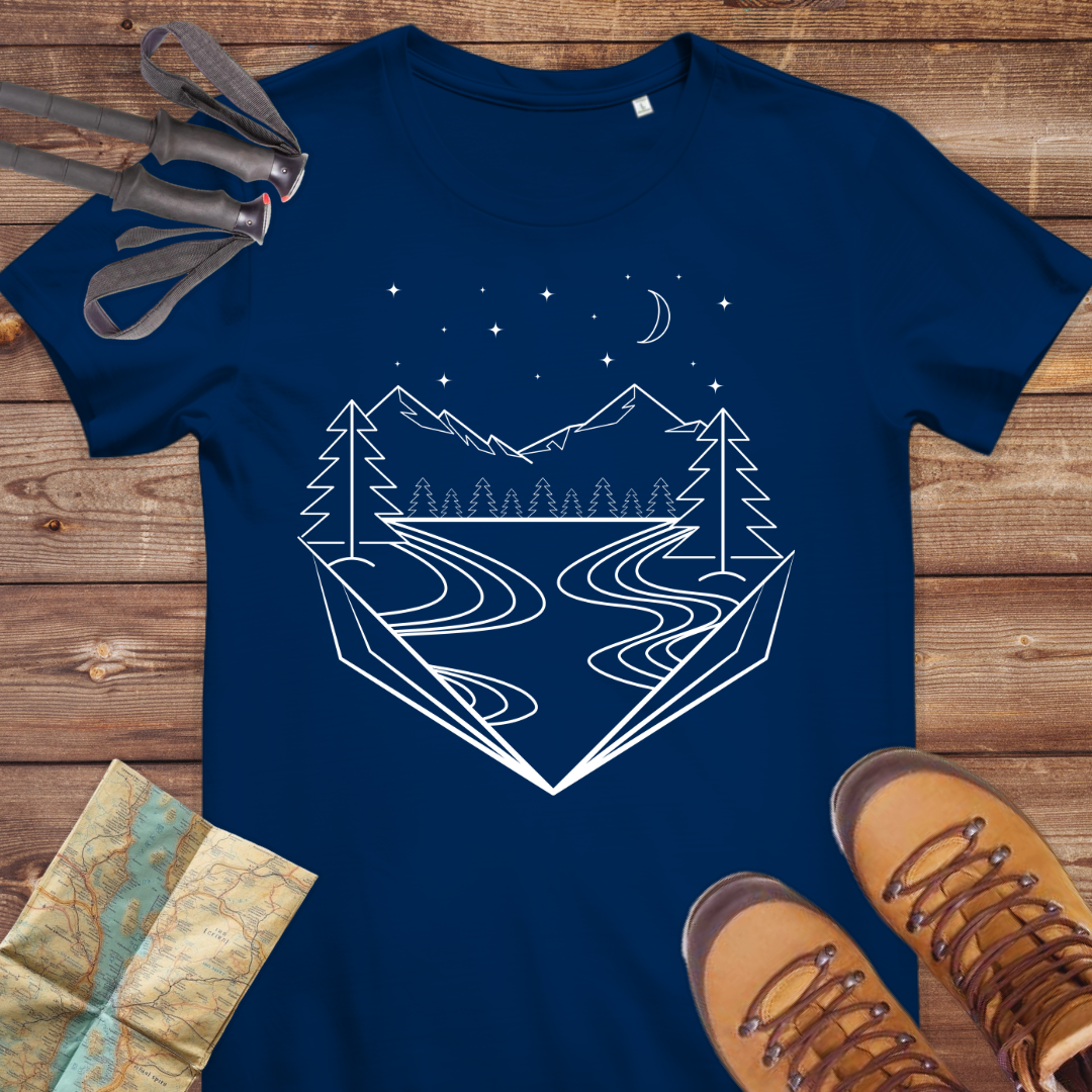 Damen Medium Fit Bio T-Shirt Bege Line Art