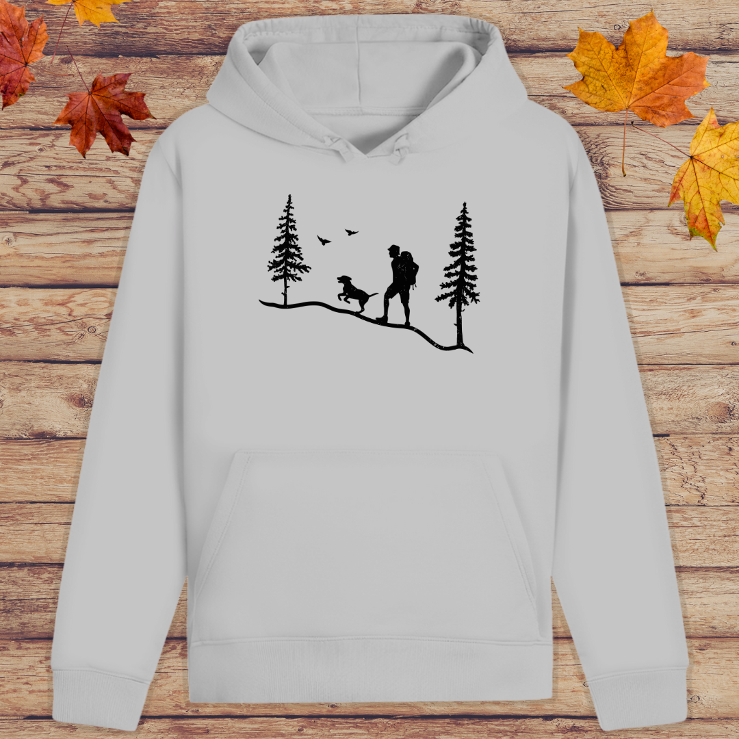 Hoodie Unisex Hund und Wanderer