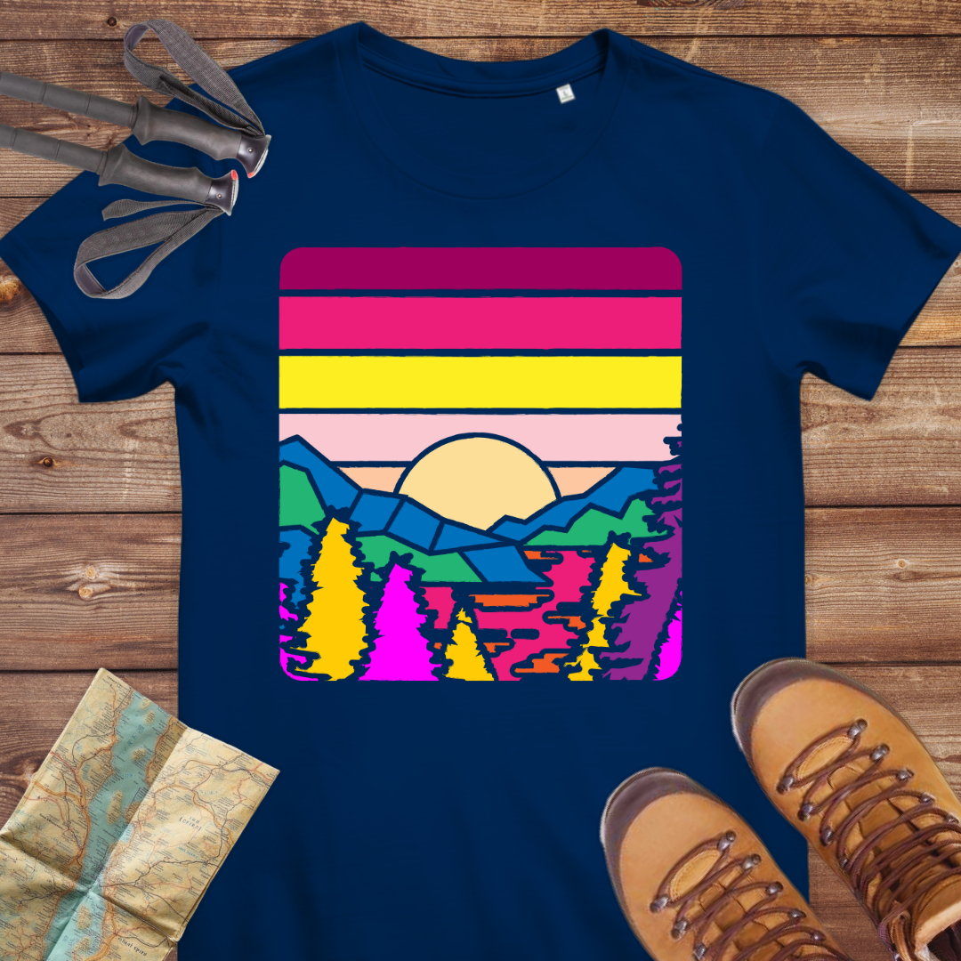 Damen Medium Fit Bio T-Shirt Vintage berge