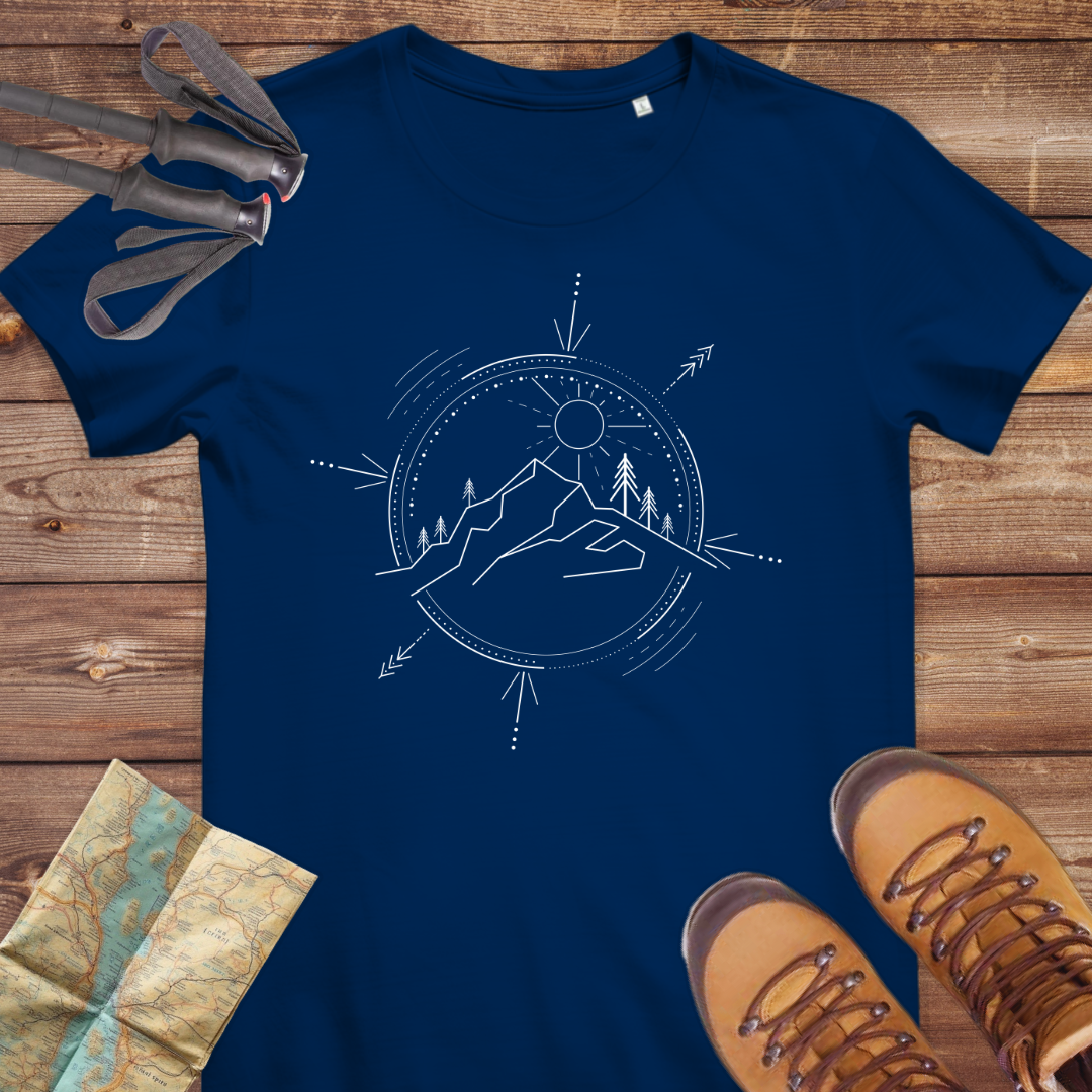 Damen Medium Fit Bio T-Shirt Kompass Line Art