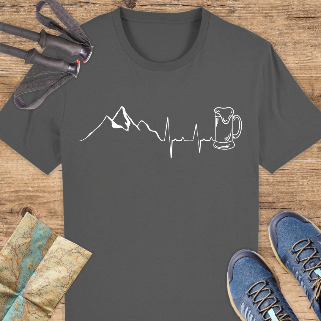 Unisex Bio T-Shirt Bier Berg Herzschlag