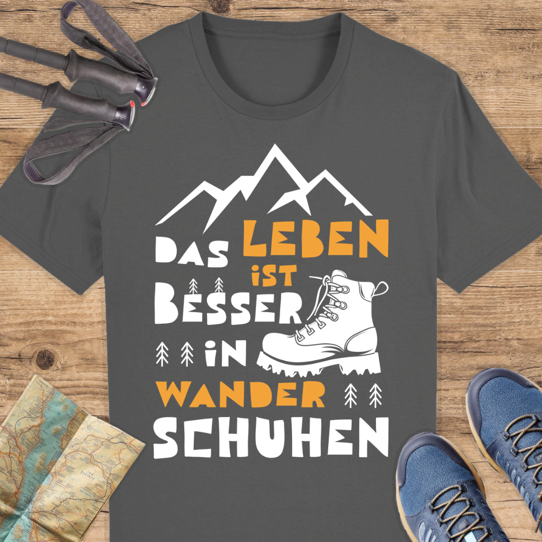Unisex Bio T-Shirt Leben in Wanderschuhen