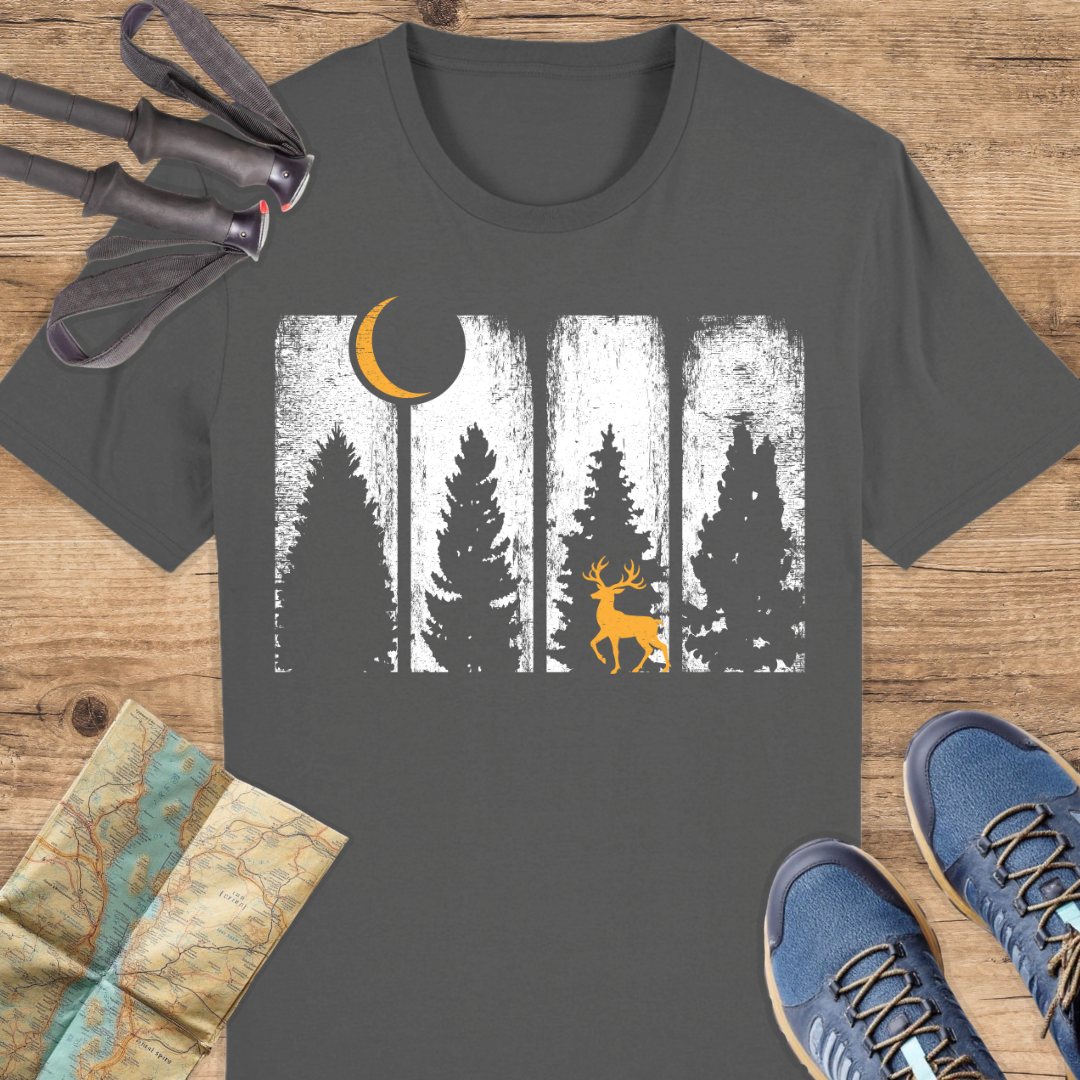 Unisex Bio T-Shirt Wald und Rothirsch
