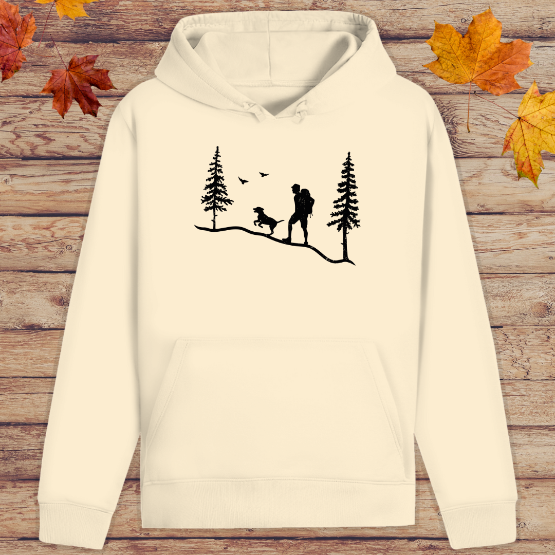 Hoodie Unisex Hund und Wanderer