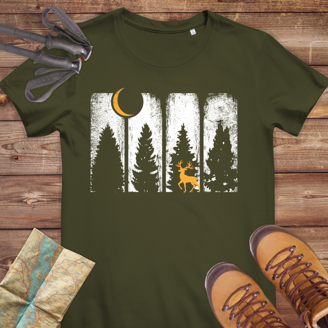 Damen Medium Fit Bio T-Shirt Wald Hirsch