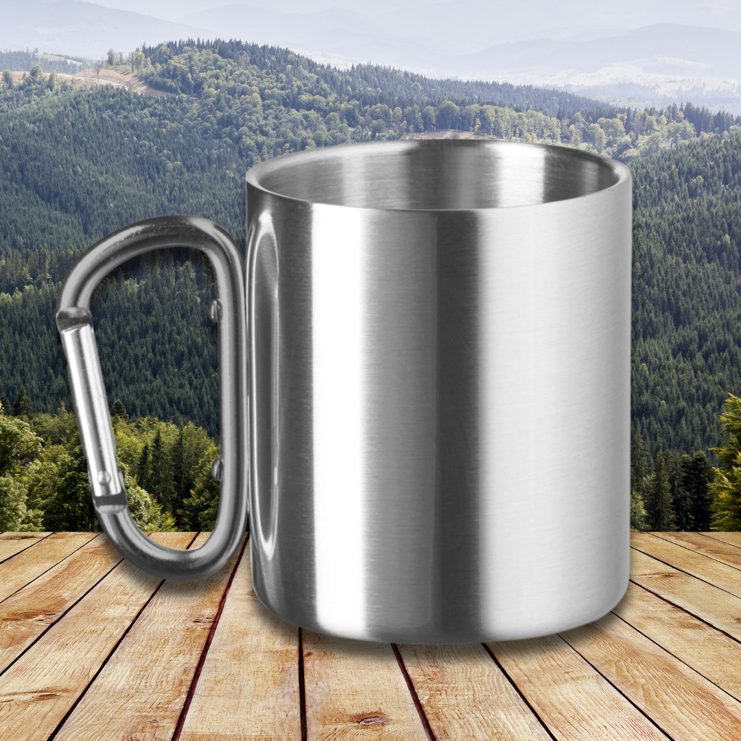 Edelstahltasse Hund und Wanderer