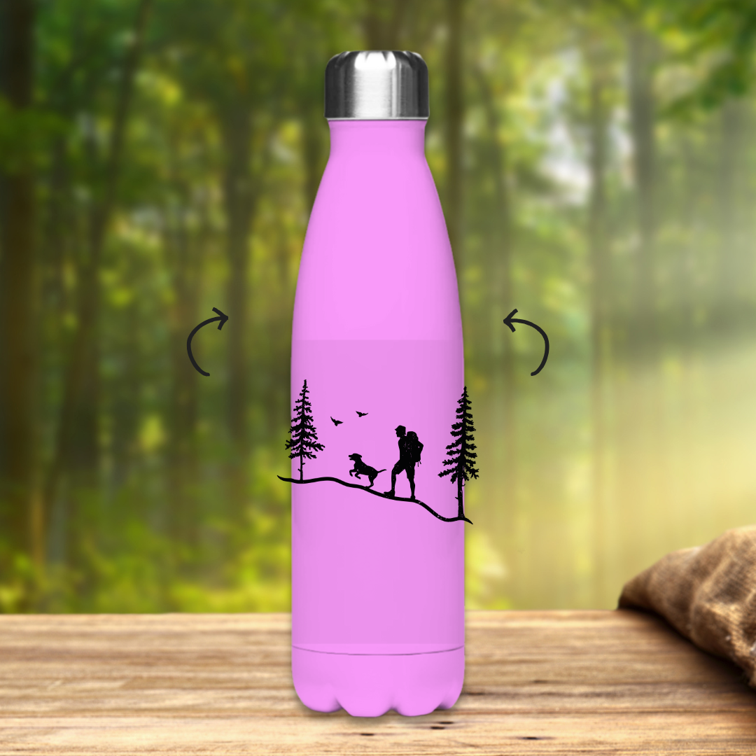 Edelstahl-Thermoflasche Hund und Wanderer