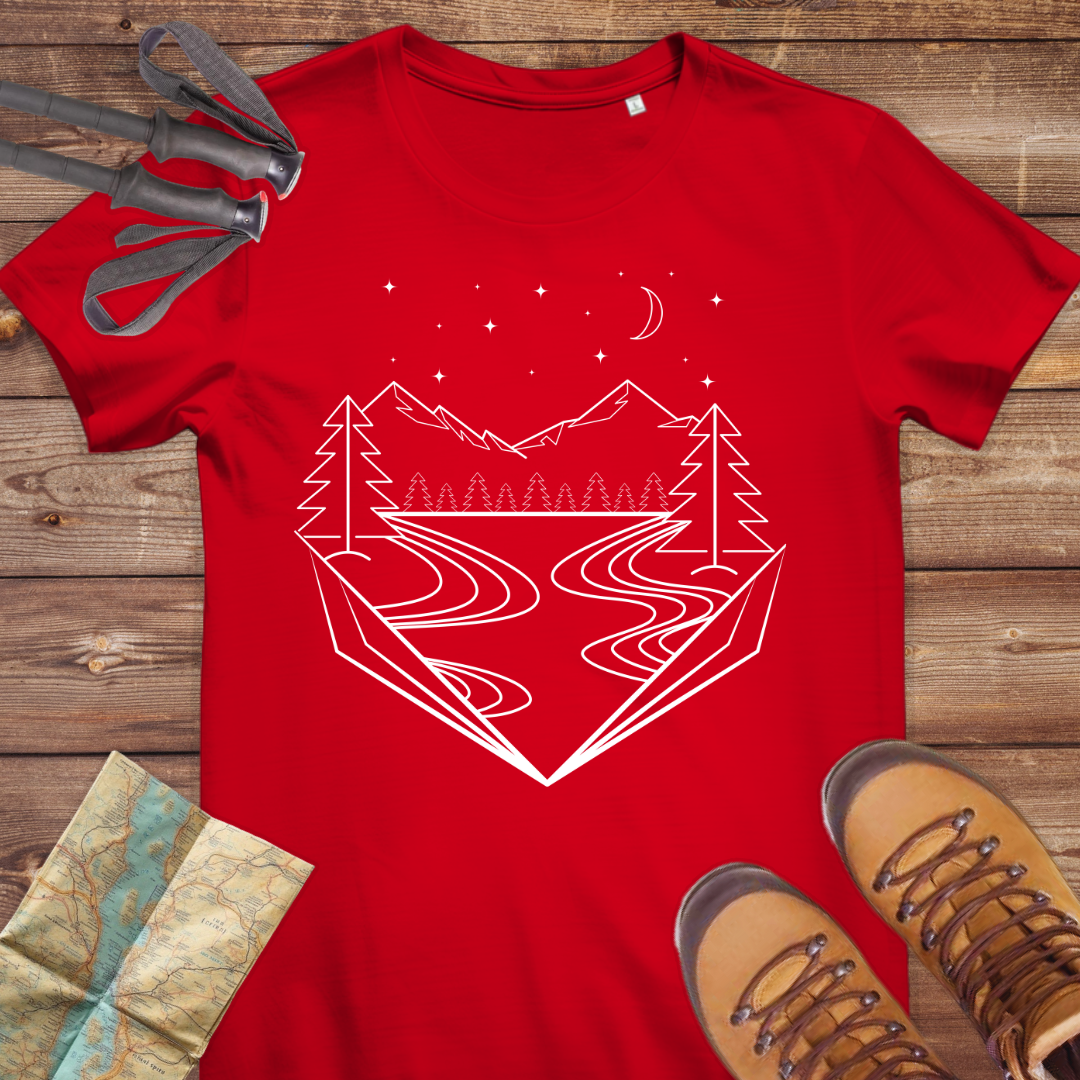 Damen Medium Fit Bio T-Shirt Bege Line Art