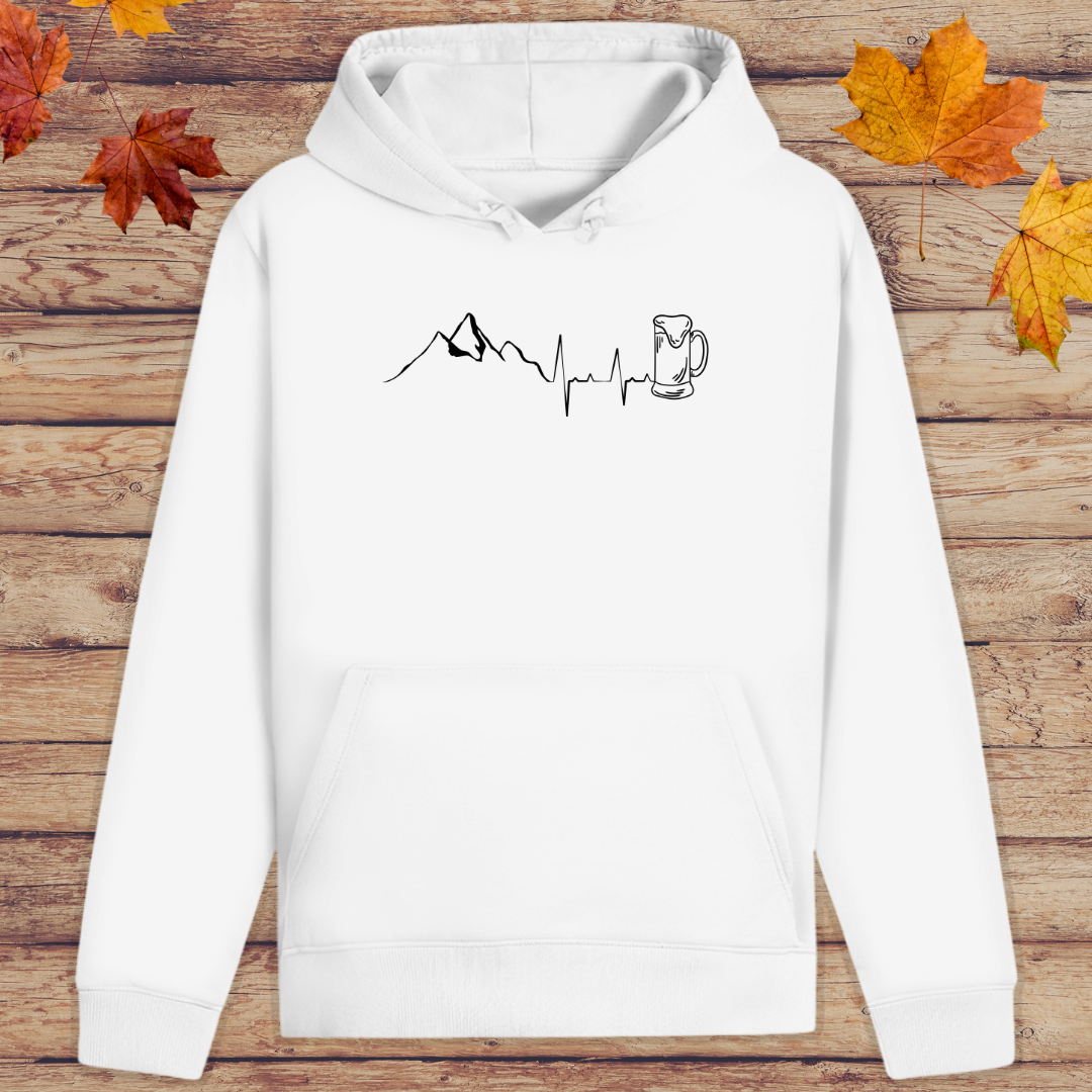 Hoodie Unisex Bier Berg Herzschlag