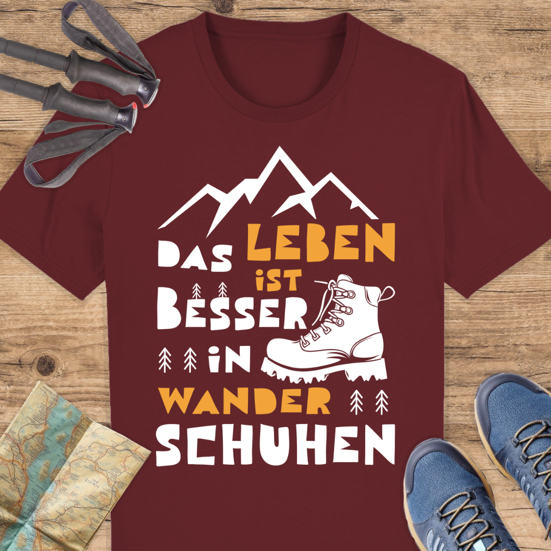 Unisex Bio T-Shirt Leben in Wanderschuhen