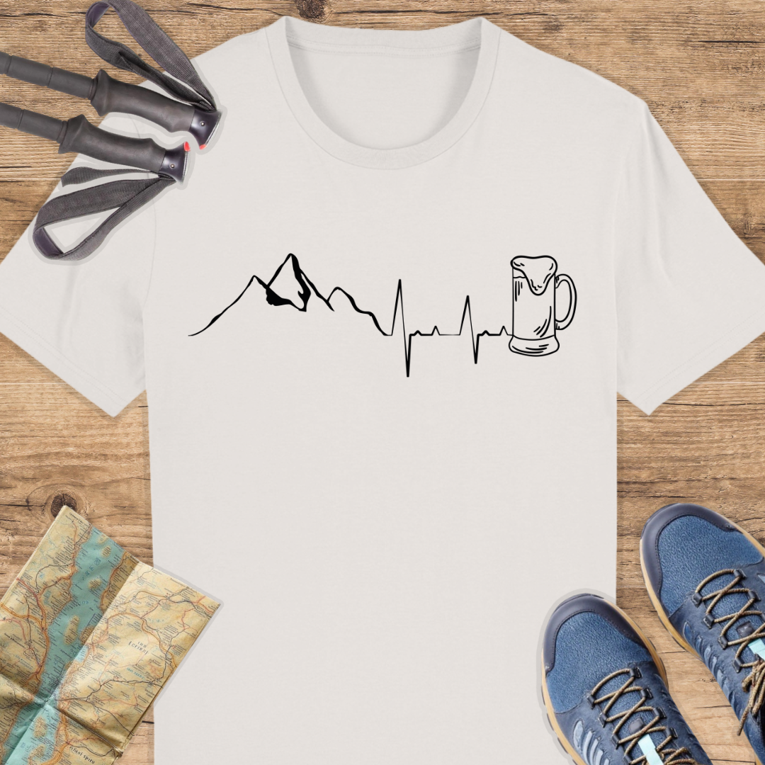 Unisex Bio T-Shirt Bier Berg Herzschlag