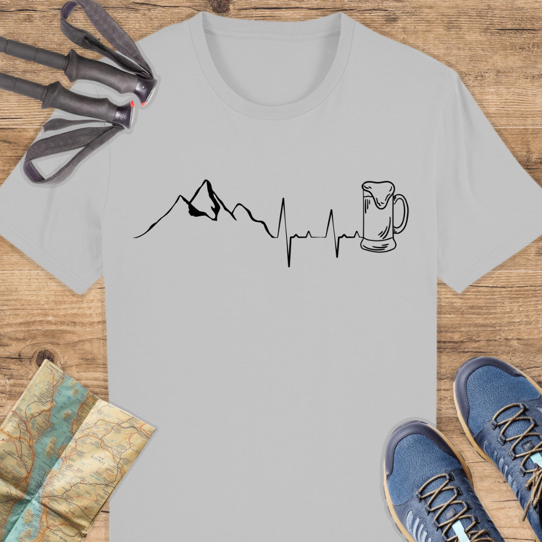 Unisex Bio T-Shirt Bier Berg Herzschlag