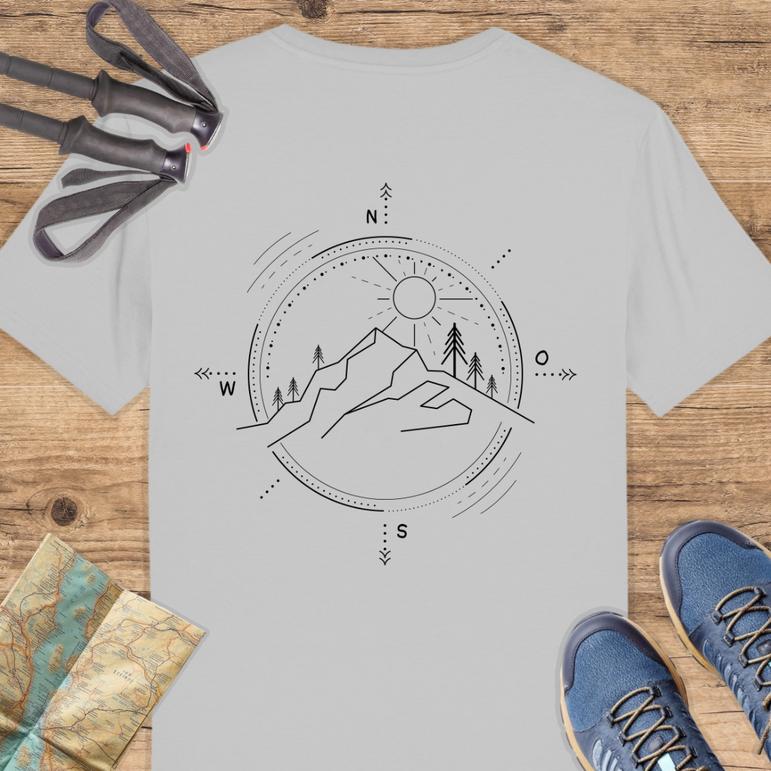 Unisex Bio T-Shirt Kompass und Berge