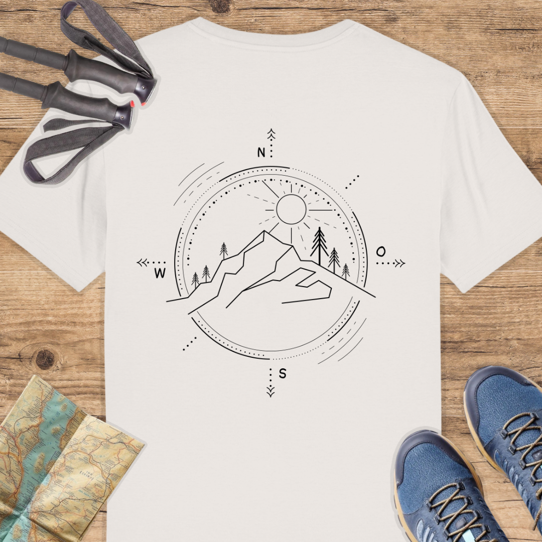 Unisex Bio T-Shirt Kompass und Berge