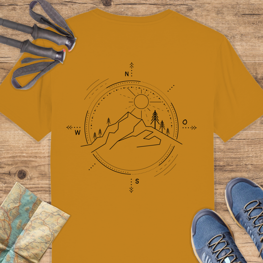 Unisex Bio T-Shirt Kompass und Berge