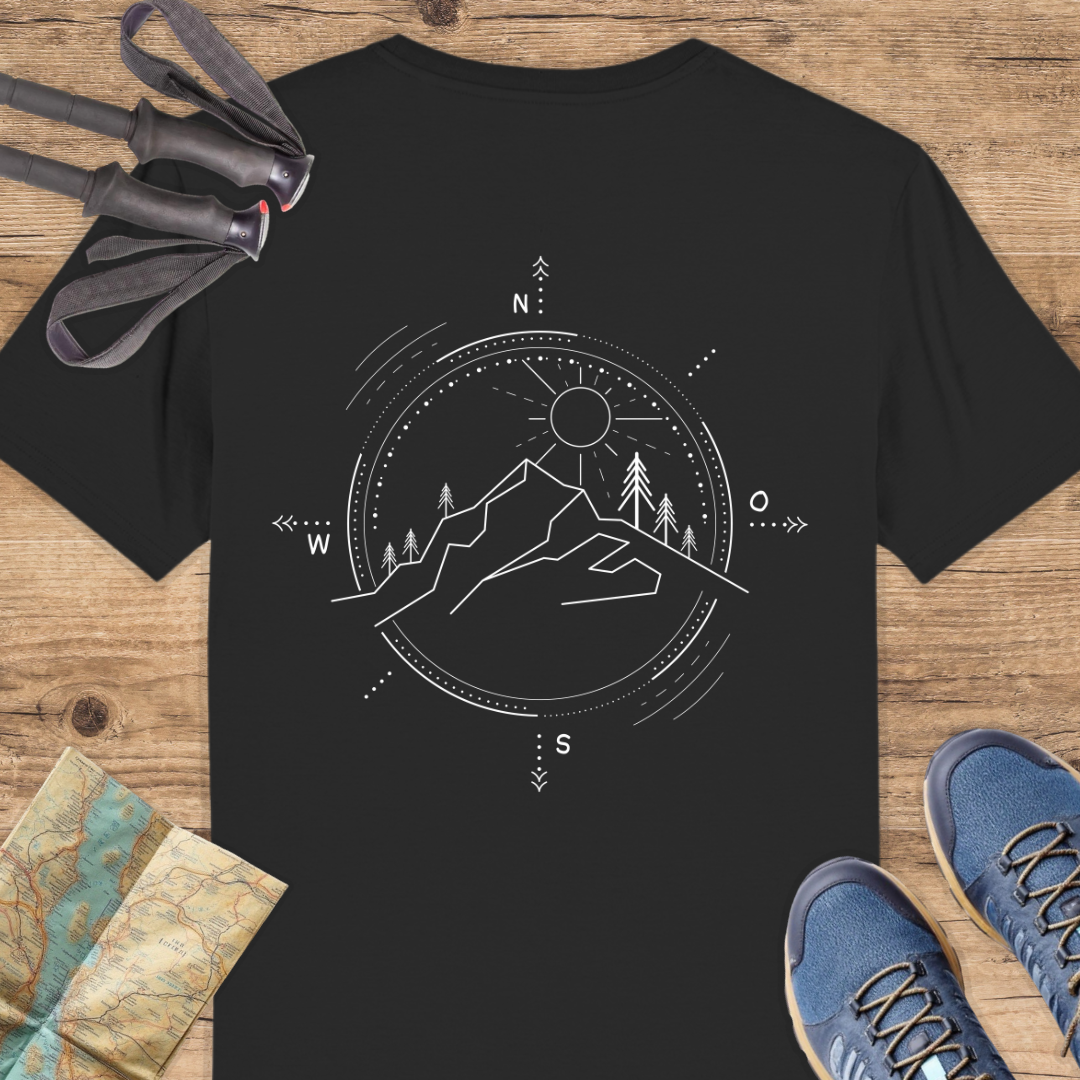 Unisex Bio T-Shirt Kompass und Berge