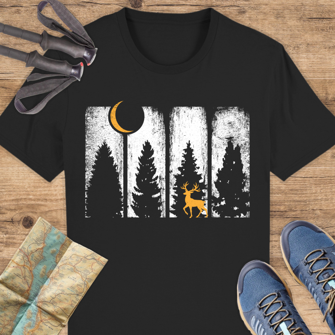 Unisex Bio T-Shirt Wald und Rothirsch