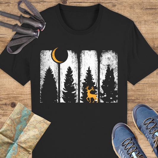 Unisex Bio T-Shirt Wald und Rothirsch
