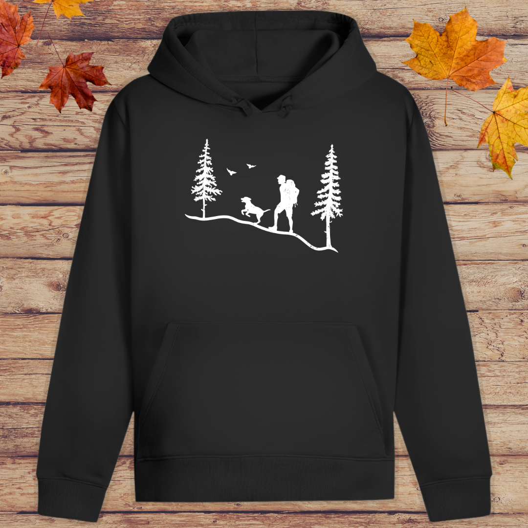 Hoodie Unisex Hund und Wanderer