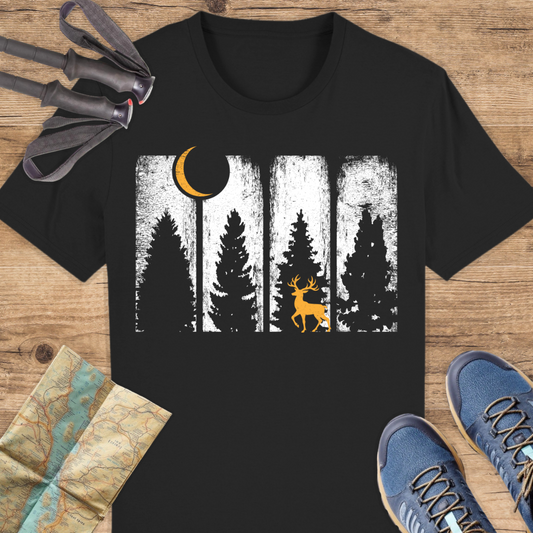 Unisex Bio T-Shirt Wald und Rothirsch