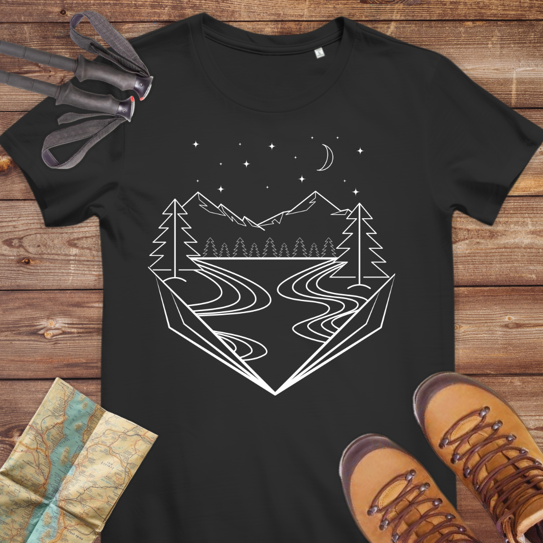 Damen Medium Fit Bio T-Shirt Bege Line Art