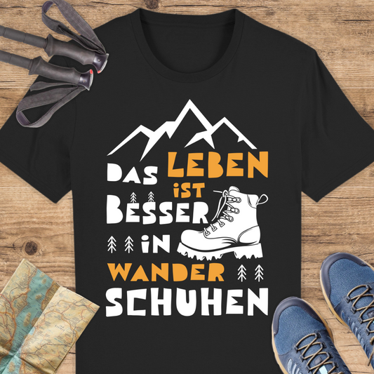 Unisex Bio T-Shirt Leben in Wanderschuhen