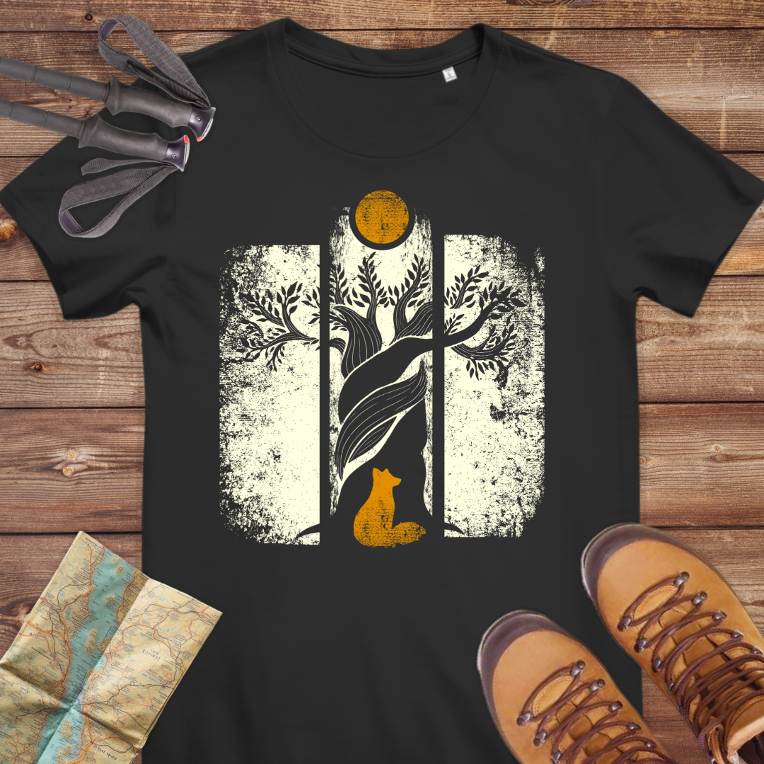 Damen Medium Fit Bio T-Shirt Fuchs Baum