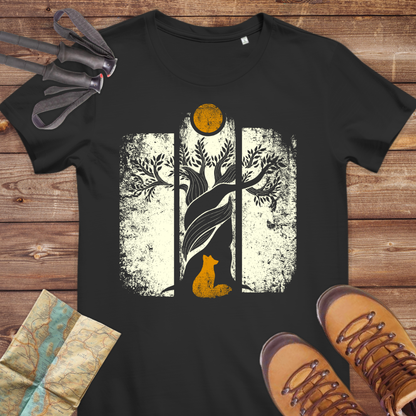 Damen Medium Fit Bio T-Shirt Fuchs Baum