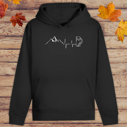 Hoodie Unisex Bier Berg Herzschlag