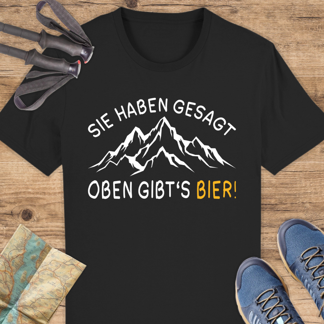 Unisex Bio T-Shirt Oben gibts Bier