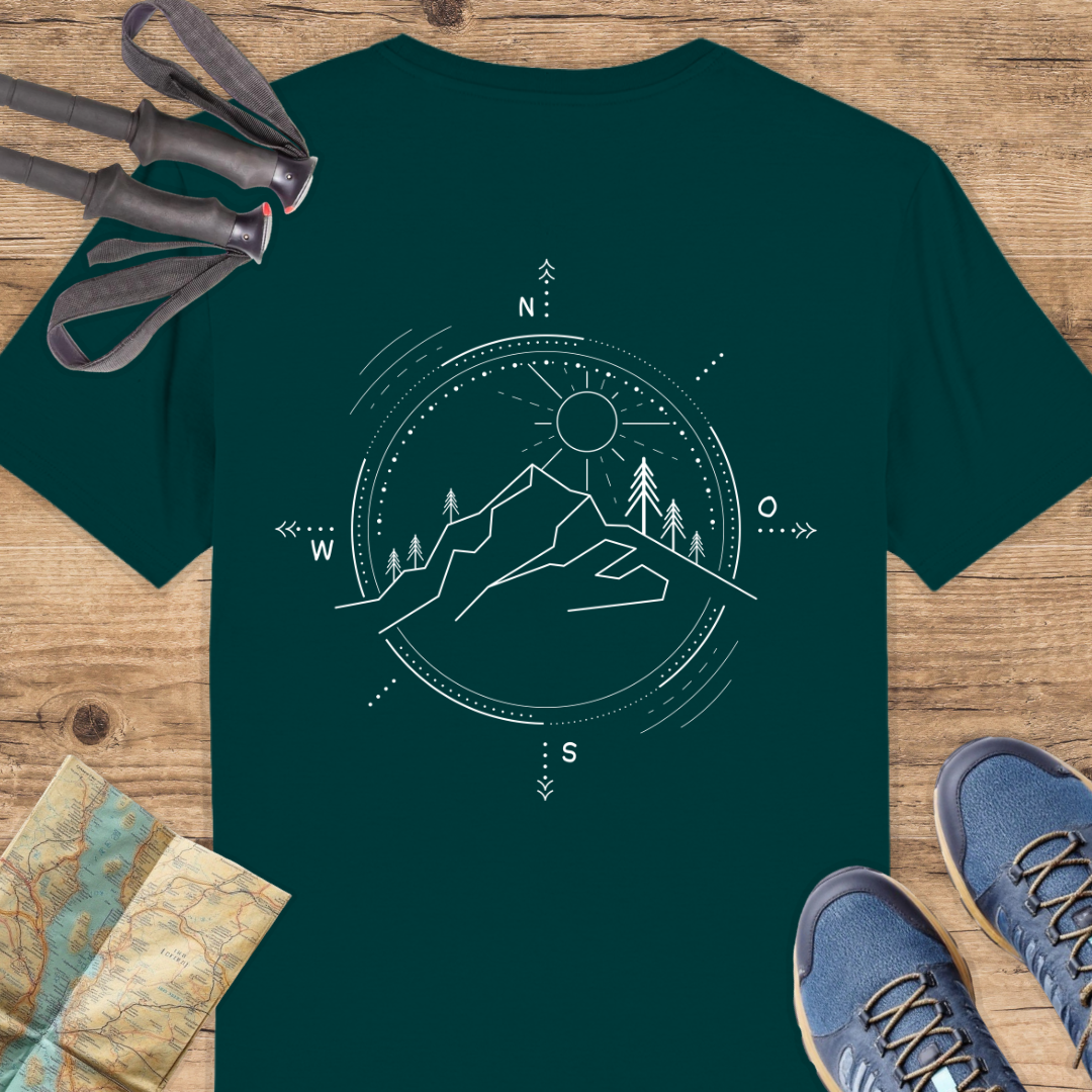Unisex Bio T-Shirt Kompass und Berge