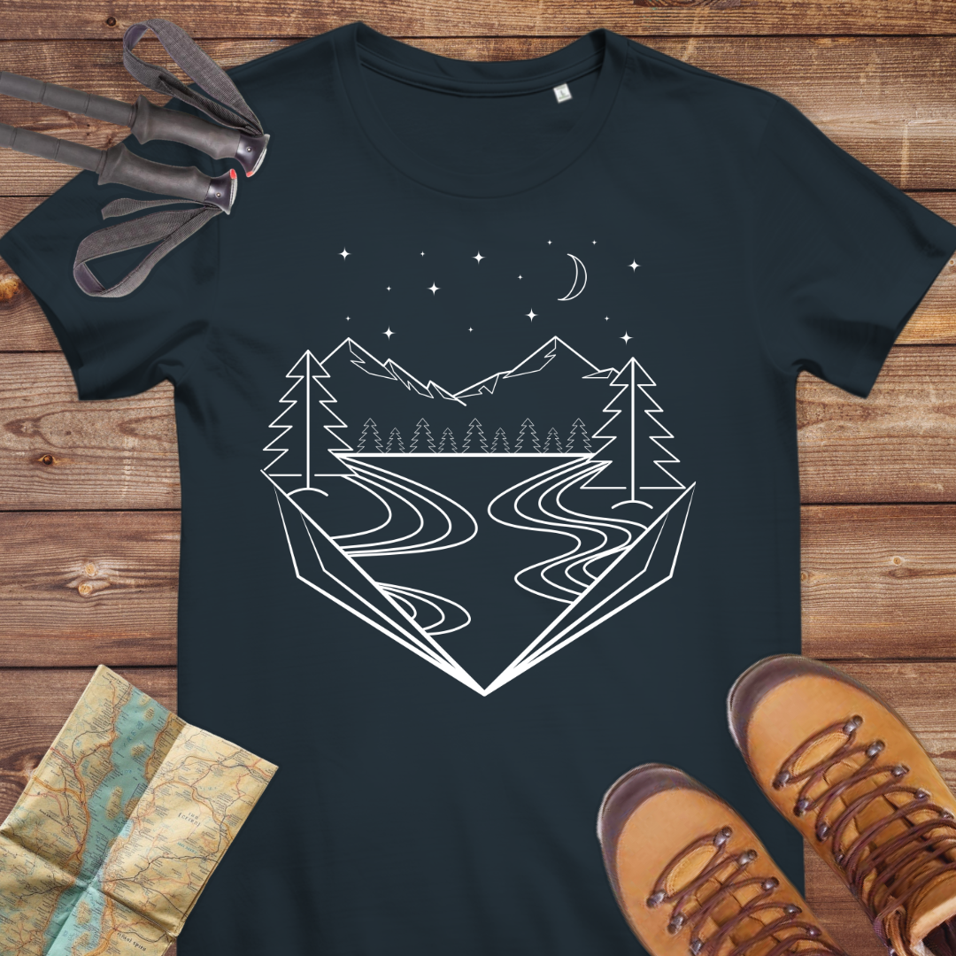 Damen Medium Fit Bio T-Shirt Bege Line Art