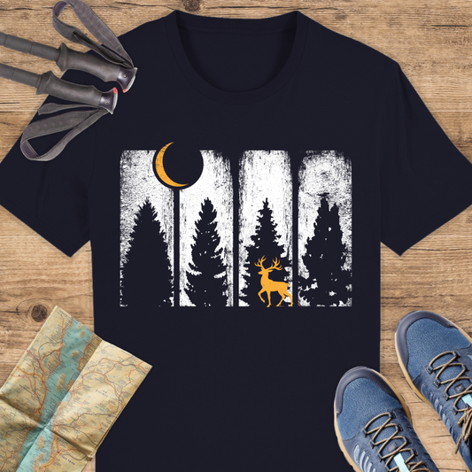Unisex Bio T-Shirt Wald und Rothirsch