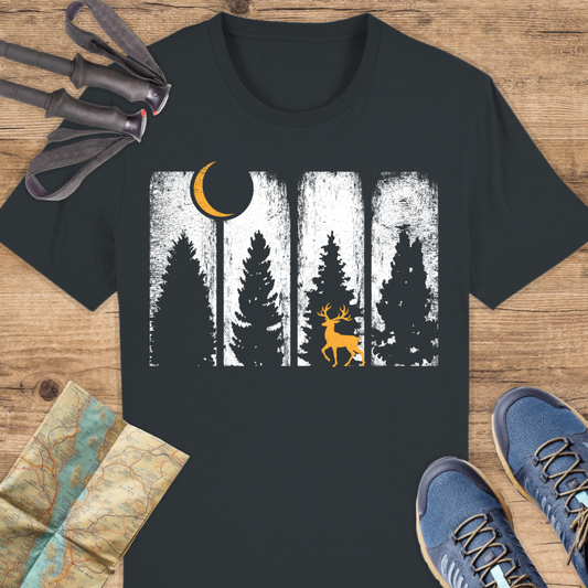 Unisex Bio T-Shirt Wald und Rothirsch