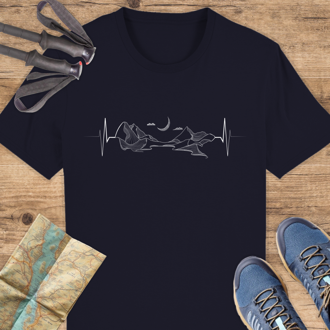 Unisex Bio T-Shirt Berge Mond Herzschlag
