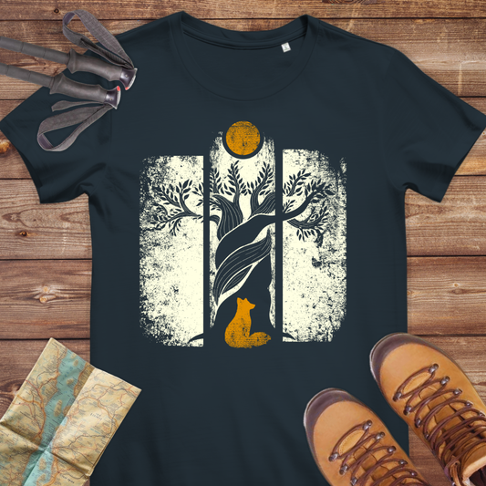 Damen Medium Fit Bio T-Shirt Fuchs Baum