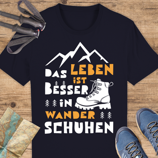 Unisex Bio T-Shirt Leben in Wanderschuhen