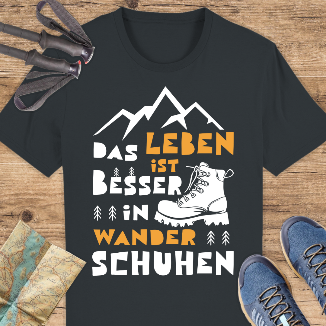 Unisex Bio T-Shirt Leben in Wanderschuhen