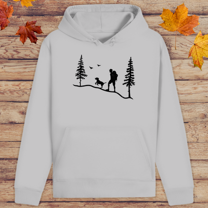 Hoodie Unisex Hund und Wanderer